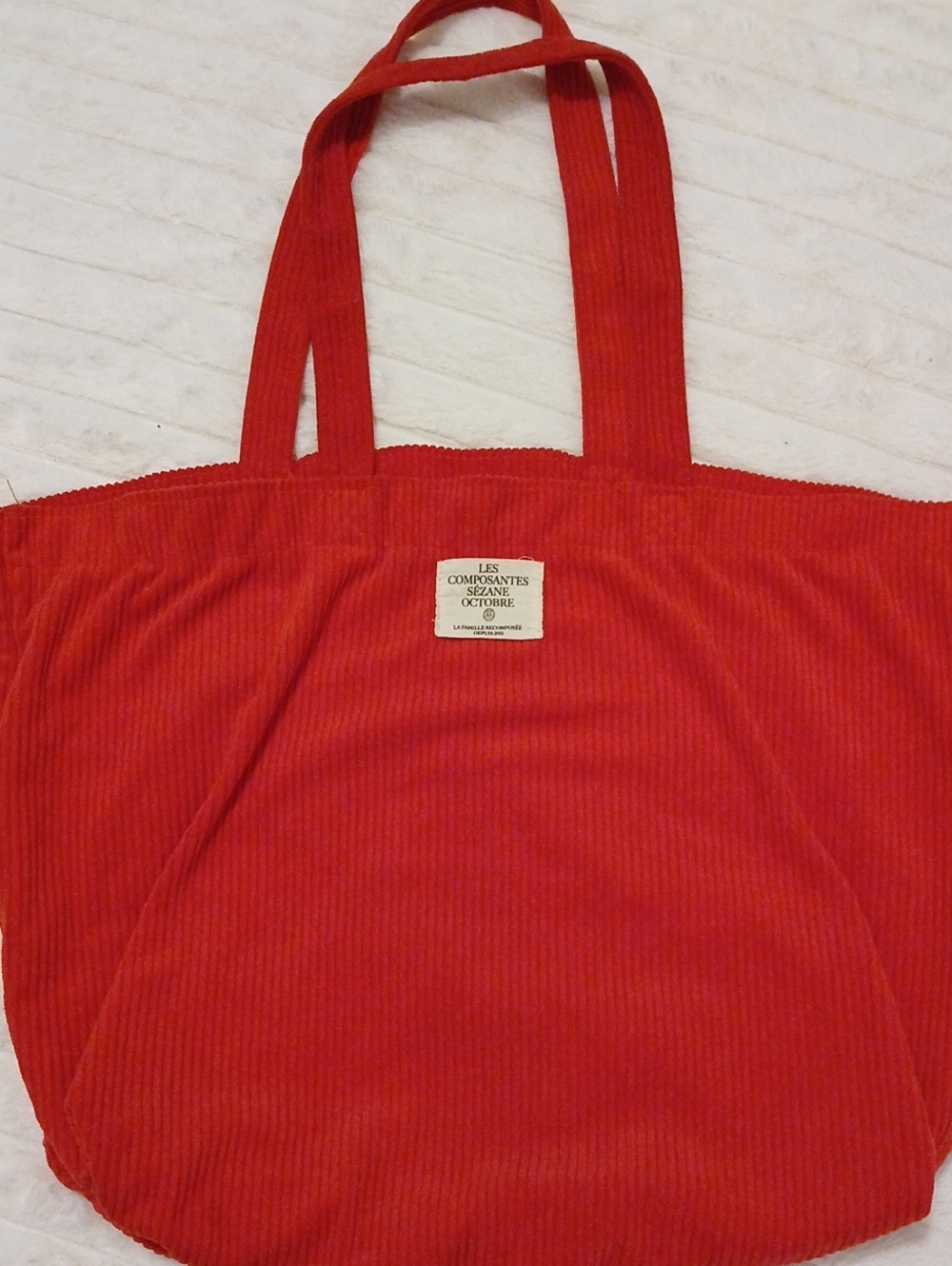 Sézane Red Corduroy Tote Bag